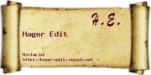 Hager Edit névjegykártya